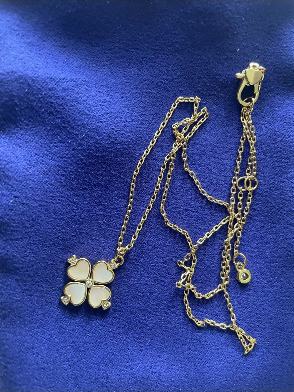 Gold Chain Necklace with Ivory 4 spade Pendant